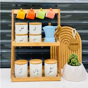 استند دوطبقه آویزدار چوبی مبلمونسرا مدل 258592