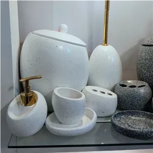 ست بهداشتی دستشویی ساتا سفید با دون های مشکی برند آذین ست- گارانتی کامل مبلمونسرا مدل 265148