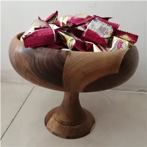 اجیل خوری چوبی پایه دار قطر 24 سانت خمره ای چوب گردو مبلمونسرا مدل 264847 