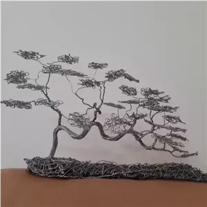 درخت بنسای ژاپنی دست ساز آلومینیومی هنری دکوری مجسمه سیمی اثر امیر قربعلی مبلمونسرا مدل 253360
