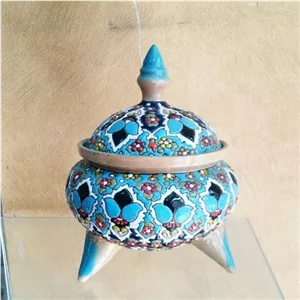 شکلات خوری سفالی میناکاری سه پایه سایز متوسط رنگ ثابت مبلمونسرا مدل 295106 