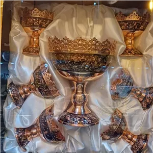 سرویس زیبای آجیل خوری الماس تراش و حکاکی روی مس مبلمونسرا مدل 265420 