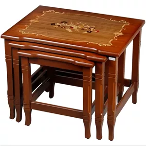 میز عسلی چوبی معرق رویال کد 1100 مجموعه 3عددی مبلمونسرا مدل 223382