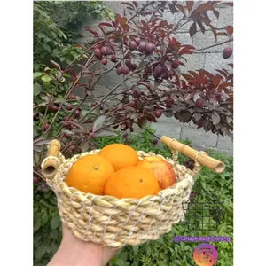 سبد دسته بامبوسبد میوه حصیری.ظرف آجیل خوری حصیری.سینی حصیری.حصیر گیلان با دو دسته بامبو مناسب پذیرایی از مهمان مبلمونسرا مدل 264733 