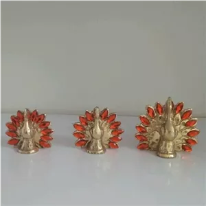ست مجسمه طاووس برنجی نگین کاری شده برنزی دکوری زیبا مبلمونسرا مدل 250899