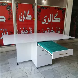 میز برش تاشو 230 در 110 سانت مجهز به میز اتو کشویی نازخاتون مبلمونسرا مدل 218502