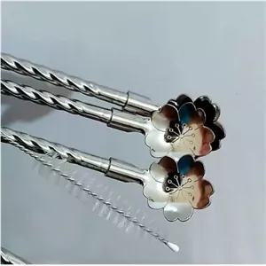 قاشق شربت،نی استیل،نی شربتخوری استیل پیچ طلایی و سیلور مبلمونسرا مدل 274566
