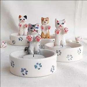 جا شمعی سرامیکی دست ساز طرح گوربه مبلمونسرا مدل 281778