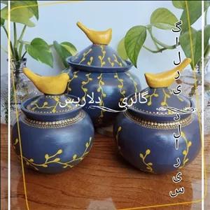 بانکه سه تایی گل پیچک یه ست پاسماوری سفالی شیک مبلمونسرا مدل 294896