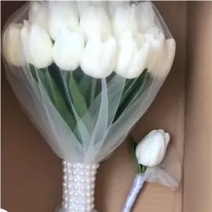 گل عروس لاله لمسی دسته گل عقد و عروسی گل مصنوعی مبلمونسرا مدل 260332