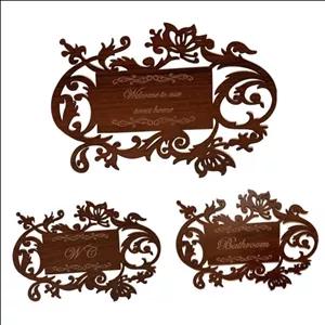 تابلو نشانگر سه تایی درب ورودی و درب سرویس بهداشتی، قهوه ای تیره مبلمونسرا مدل 266312