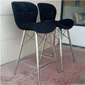 صندلی اپن کانتر جزیره بار پیشخوان مدل زین اسبی ایفلی بلند نقره ای مبلمونسرا مدل 234735