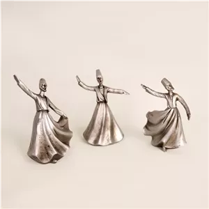 مجسمه دکوری رقص سماع نقره ای رنگ سه تایی مبلمونسرا مدل 253968
