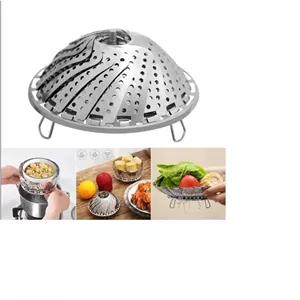 سبد چند منظوره تاشو استیل برای بخار پزکردن خشک کردن و سرخ کردن مبلمونسرا مدل 295417