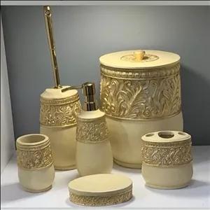 ست سرویس بهداشتی و حمام الماس برند آذین ست / رنگ کرم طلایی مناسب جهیزیه و کادو مبلمونسرا مدل 266007