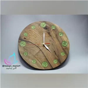 ساعت دیواری چوب گردو و رزین جواهرسازی ارسال رایگان مبلمونسرا مدل 237586