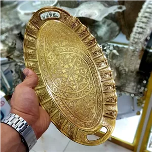 رولت خوری طلایی بزرگ رولت خوری ترکیه ای سینی طلایی سینی رولتخوری رولت خوری سیلور طلایی رولت خوری بیضی مبلمونسرا مدل 273807 
