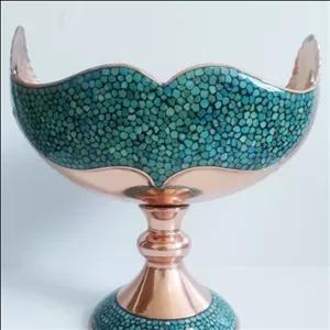 کشکول مدل فیروزه کوبی سایز 3،جنس مسی و سنگ فیروزه اصل نیشابور مبلمونسرا مدل 275292