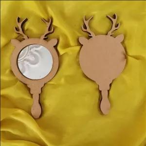 آینه چوبی خام گوزنی آینه دستی خام مناسب نقاشی و کارهای هنری مبلمونسرا مدل 261202