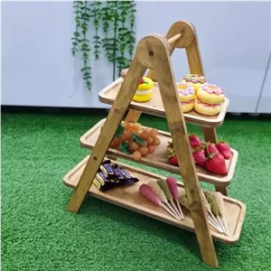 مزه خوری 3طبقه تاشو استند مزه خوری چوبی 3طبقه تاشو مبلمونسرا مدل 272701