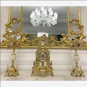 ساعت شمعدان رومیزی کنت ترکیبی از سنگ و برنز مبلمونسرا مدل 239358