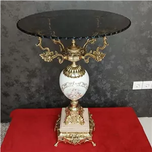 میز خاطره میز تلفن چینی برنز پایه سنگی مبلمونسرا مدل 220630 