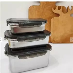 ظرف غذای استیل یونیک آلمانی 3 تیکه ، ظرف غذای استیل مستطیلی درب دار ، ظرف غذای یونیک،کاسه درب دار ، پس کرایه مبلمونسرا مدل 291123