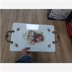 دیس میوه شیرینی خوری سایز بزرگ چینی گلدار دسته دار سایز 38در 26 مبلمونسرا مدل 269834