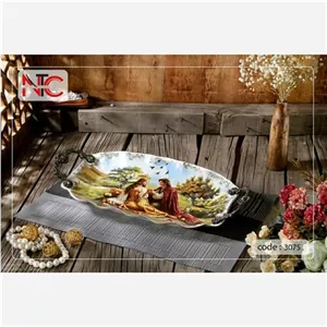 دیس شیرینی سایز متوسط لب طلا چینی طرح ادم حوا مبلمونسرا مدل 271136