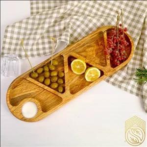 سینی مزه بیضی 5خانه مثلثی چوب توسکا sh286 مبلمونسرا مدل 273625