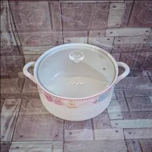 قابلمه سرامیک درب پیرکس با طرح برجسته - سوپ خوری سرامیکی خارجی با در شیشه ای - کادویی مبلمونسرا مدل 288723