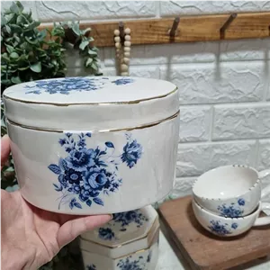 شکلات خوری طرح گل آبی سرامیکی مبلمونسرا مدل 295865 