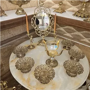 هفت سین آینه شمعدان پیاله تنگ برنز آنتیک برنزی مبلمونسرا مدل 263971