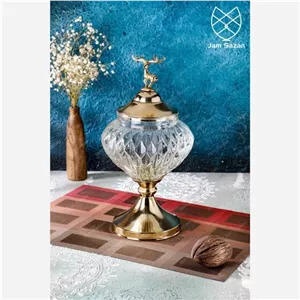 شکلات خوری پایه دار درب فلزی شکلات خوری پایه فلزی در دار کندی پایه طلایی مبلمونسرا مدل 295325 
