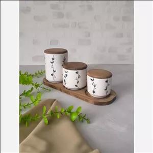 بانکه سرامیکی پاسماوری سه سایز با زیره چوبی طرح سما مبلمونسرا مدل 288613