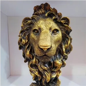 مجسمه دکوری تندیس کله شیر طلائی مبلمونسرا مدل 253179