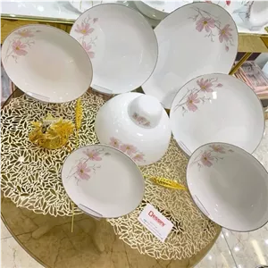 سرویس ارکوپال صورتی دور طلایی ژالین صورتی لب طلایی 26 پارچه 6نفره سرویس پذیرایی سرویس غذاخوری مقصود طلاکوب مبلمونسرا مدل 290287