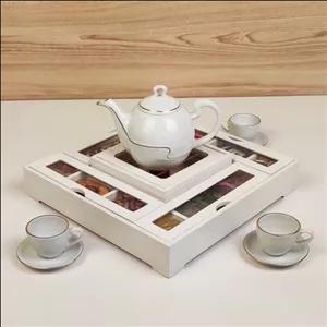 جعبه دمنوش وارمردار چوبی سفید مبلمونسرا مدل 274624