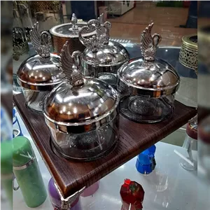 کندی باکس چهار خانه لاکچری نقره ای قو زیره چوب مبلمونسرا مدل 295573
