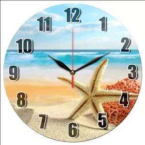 ساعت دیواری گرد مدل 1296 طرح ساحل دریا و ستاره دریایی و مرجان قطر 30 سانتیمتر مبلمونسرا مدل 240071