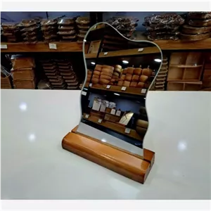 آینه تک دفرمه همراه پایه چوبی آینه هفت سین آینه عروس آینه رومیزی آینه دراور مبلمونسرا مدل 264370
