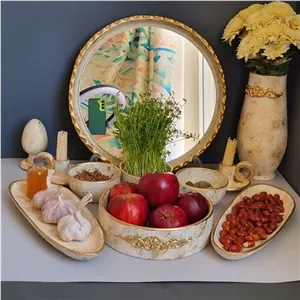 هفت سین پتینه کرم و نسکافه ای و آبی سبز مبلمونسرا مدل 259054