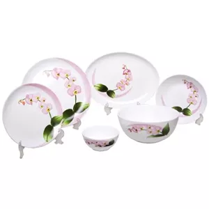 سرویس غذاخوری 26 پارچه لومینارک طرح Orchid رنگ صورتی مبلمونسرا مدل 291310