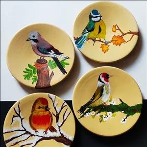 بشقاب دیوار کوب. 4تکه. چهار تا 15سانتی...چهار پرنده .....ضد آب...هنری................................................. مبلمونسرا مدل 259663