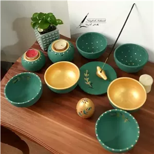 هفتسین فیروزه ای- طلایی 10 تکه، مبلمونسرا مدل 259312
