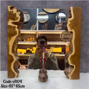 آینه روستیک 45*45چوب سنجد کدA104 آینه دیواری آینه چوبی آینه مربع مبلمونسرا مدل 261850