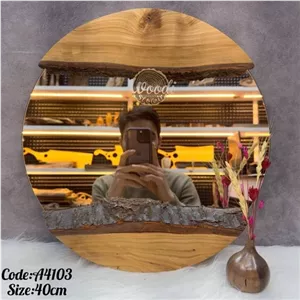 آینه روستیک قطر40 سانت چوب گیلاس کدA4103 آینه چوبی مبلمونسرا مدل 261315