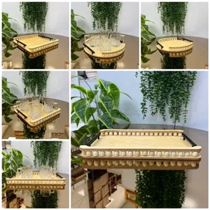 سینی چوبی مربع مستطیل گرد مهره دار سینی سرو و پذیرایی چوبی سینی مهره دار دسته فلزی سینی پذیرایی چوبی دسته دار مبلمونسرا مدل 278637