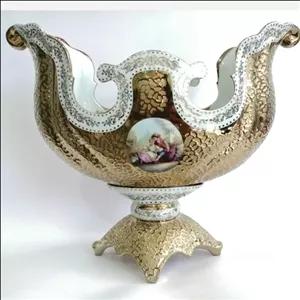 کشکول چینی طلابی میوه و اجیل خوری مناسب اجیل ست چینی باکیفیت ارسال مبلمونسرا مدل 275904