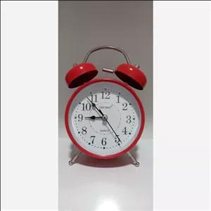 ساعت زنگخور چراغدار فلزی آبکاری کلاسیک رومیزی قرمز مبلمونسرا مدل 238844